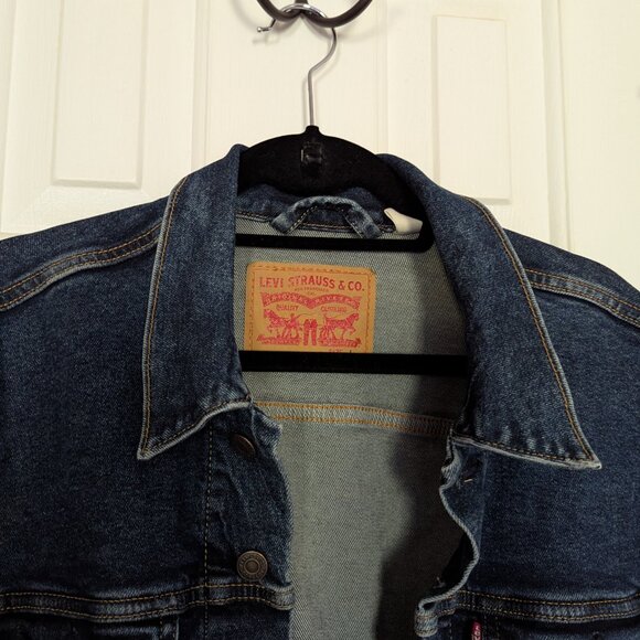 Levi’s Denim Trucker Jean Jacket Men’s Large Dark Blue - Picture 3 of 8
